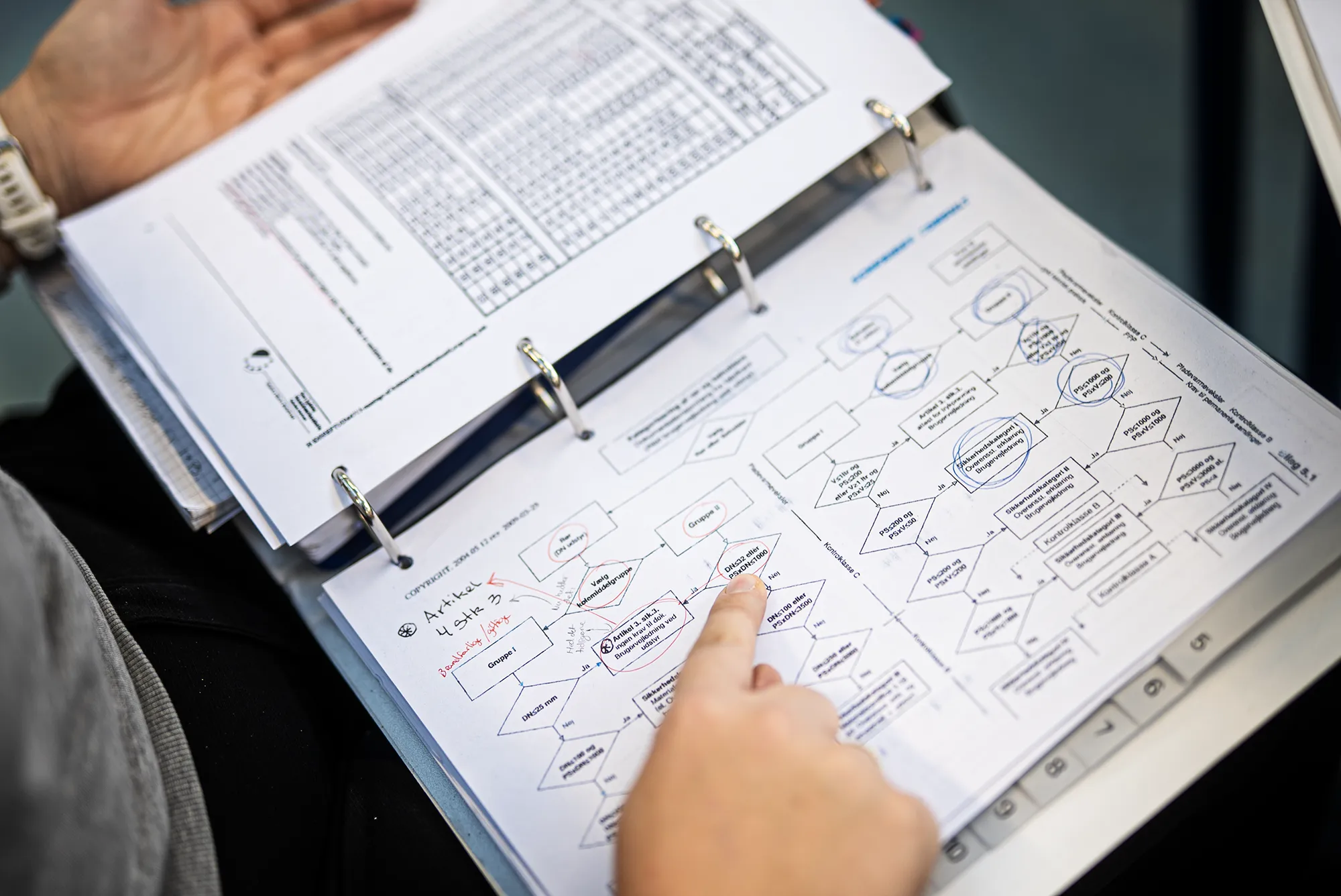 Et billede, der forestiller Lovstof i mappe i køleafdelingen på DJH